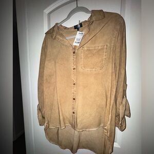 Velvet Heart Beige Button-Up Blouse
